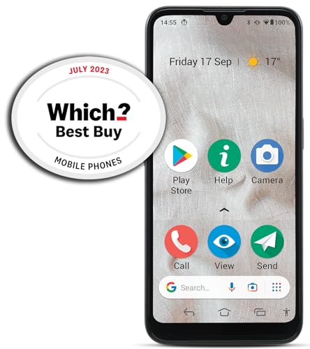 Doro 8100 4G entsperrtes Smartphone für Senioren, einfaches Handy, 13 MP Dreifachkamera, wasserfestes Android-Handy, 6,1 Zoll HD-Display, Assistenztaste mit GPS [UK und Irische Version] (Schwarz) von Doro