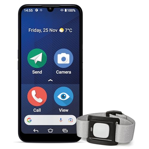 Doro 8200 Seniorensmartphone Inclusive Alarmtaster, Notrufarmband mit GPS, 4G Senioren Smartphone ohne Vertrag, Noruftaste, Triple Kamera, Android 12 Go, 64 GB Speicher, Hörgerätekompatibilität von Doro