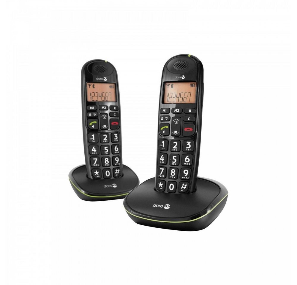 Doro Doro PhoneEasy 100 W Duo Schnurlostelefon schwarz Seniorentelefon (Mobilteile: 2, Digital-DECT/GAP Standard) von Doro