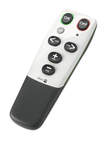 Doro HandleEasy 321rc Universal Fernbedienung (geeignet für einfachste Bedienung von Fernseher oder Stereoanlage) weiß/schwarz, Silber, Schwarz von Doro