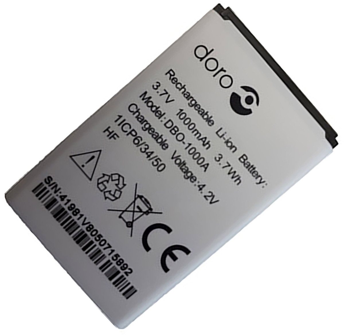 Doro Akku für Doro 1370 Li-Ion 3,7 Volt 1000 mAh weiß Handy-Akku 1000 mAh (3.7 V) von Doro
