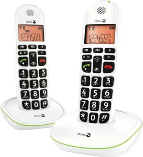 Doro PhoneEasy 100w Duo DECT Schnurlostelefon mit zusätzlichem Mobilteil (Ladeschale, Freisprechen) weiß von Doro