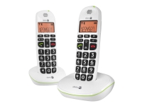 Doro PhoneEasy 100w duo, Analoges/DECT-Telefon, Kabelloses Mobilteil, Freisprecheinrichtung, 20 Eintragungen, Anrufer-Identifikation, Weiß von Doro