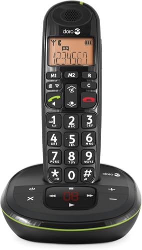 Doro PhoneEasy 105wr Seniorentelefon, Schnurloses DECT-Telefon mit Anrufbeantworter, große Tasten, lauter Rufton, Freisprechfunktion, großes Display,schwarz von Doro