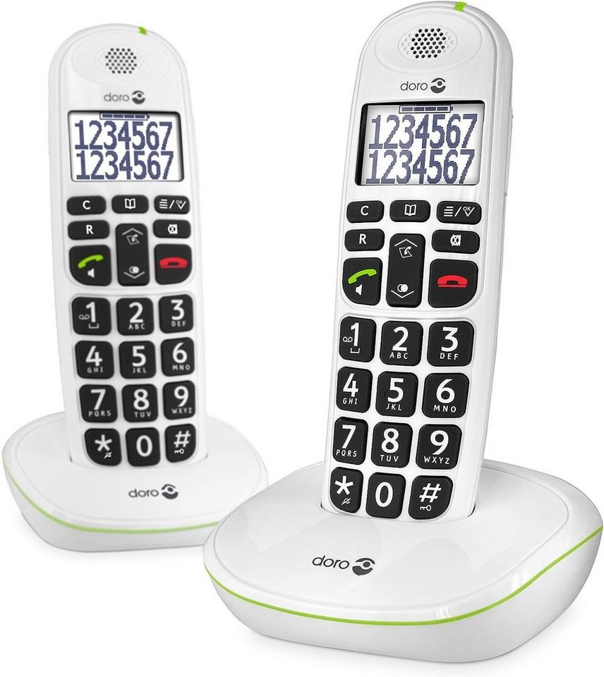 Doro PhoneEasy 110 Duo DECT Großtastentelefon (Mobilteile: 2, Beleuchtetes "Ultra High Contrast"-Display) von Doro