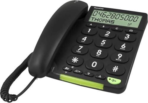 DORO - Doro PhoneEasy 312cs - Schnurgebundenes Festnetztelefon - Große Displayanzeige - Extra große Tasten - Freisprechfunktion - Lautstärkeregler - Anrufanzeige - Schwarz von Doro