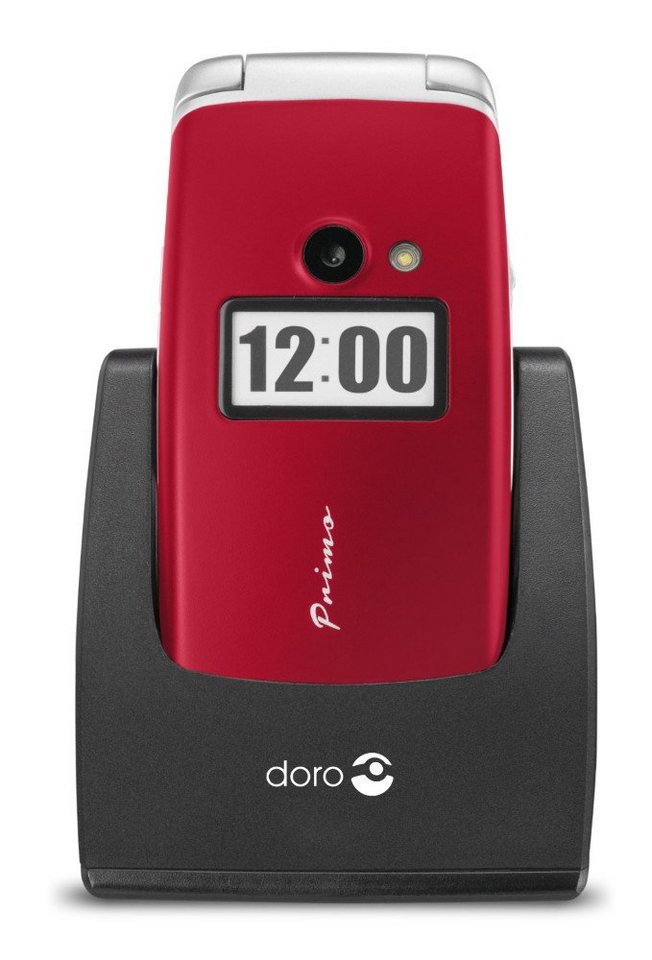 Doro Primo 413 rot Seniorenhandy (5,08 cm/2,4 Zoll, 2 MP Kamera, Notruftaste, großes Farbdisplay, Taschenlampe, 3 Direktwahl-Tasten) von Doro