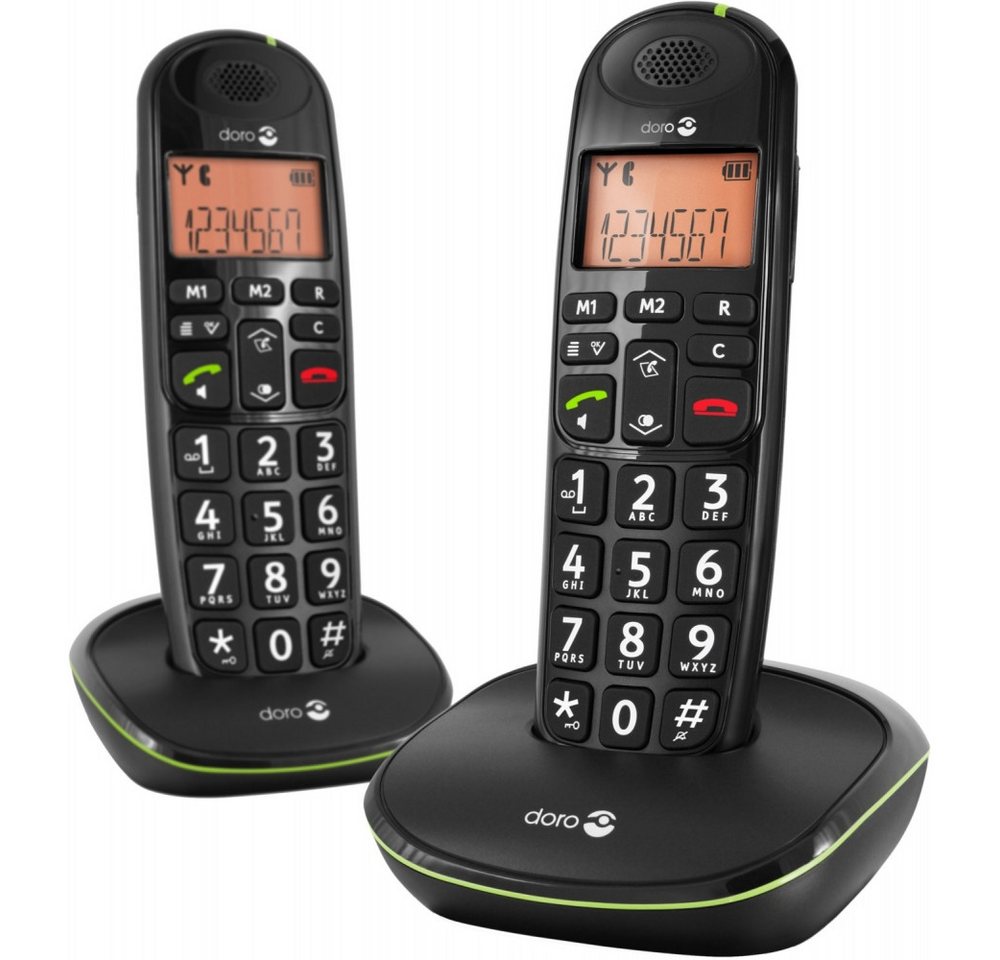 Doro PhoneEasy 100 W Duo Schnurlostelefon Schnurloses DECT-Telefon (Mobilteile: 2, DECT) von Doro