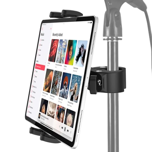 Dosvsi Tablet Halterung für Mikrofonständer, [Einstellbar & Stabil] iPad Mikrofonständer, Mikrofon Ständer für iPad Pro 12.9 11 Air Mini 5 4 3, Galaxy Tabs, Z Fold, Z Flip, iPhone, 4~13" Tablets von Dosvsi