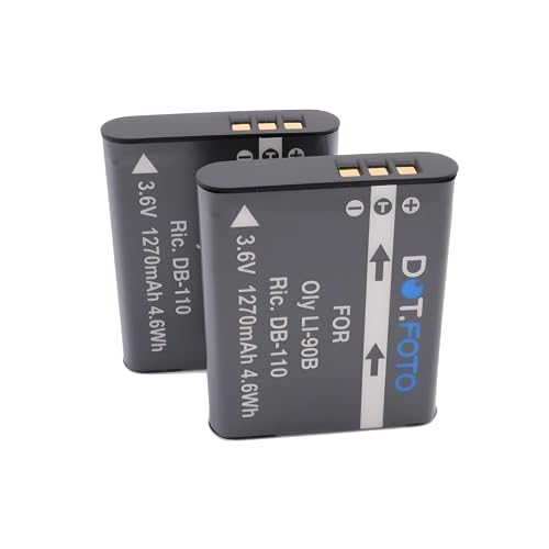 2 x Dot.Foto DB-110 Premium 3.6v / 1270mAh Akku für Ricoh GR III, WG-6, G900, G900SE von Dot.Foto