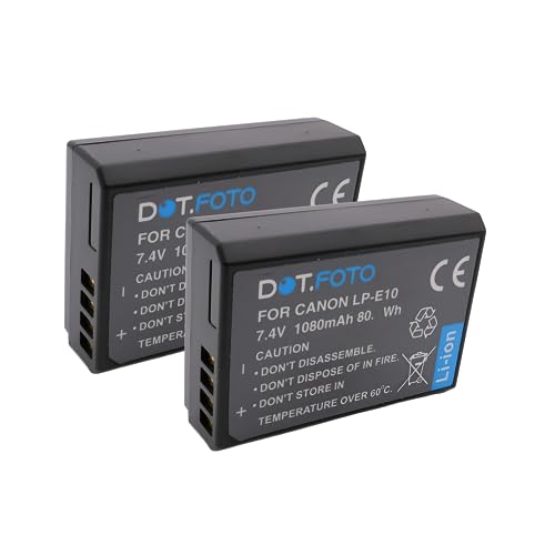 2 x Dot.Foto LP-E10 Premium 7.4v / 1080mAh Akku für Canon EOS 1100D, 1200D, 1300D, 2000D, 4000D von Dot.Foto