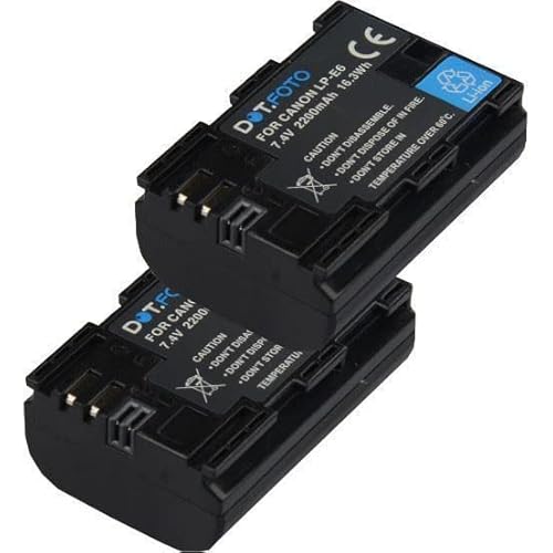 2 x Dot.Foto LP-E6 Premium Hohe Kapazität 7.4v / 2200mAh Akku für Canon EOS R R5 5D Mark II 5D Mark III 5DS 5DS R 6D 6D Mark II 7D 7D Mark II 60D 60Da 70D 80D 90D von Dot.Foto