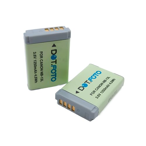 2 x Dot.Foto NB-13L Premium 3.6v / 1250mAh Akku für Canon PowerShot G7X, G7X Mark II, G7 X Mark III,SX720 HS, SX730 HS, SX740 HS, SX620 HS, G1X Mark III,G9X, G9X Mark II von Dot.Foto