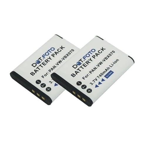2 x Dot.Foto VW-VBX070, VW-VBX070E-W Premium 3.7v / 740mAh Akku für Panasonic HX-DC1, HX-DC10, HX-DC15, HX-DC2, HX-DC3, HX-WA10 von Dot.Foto