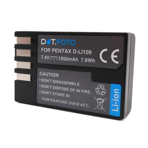 Dot.Foto D-LI109 Premium 7.4v / 1050mAh Akku für Pentax KP, K-30, K-50, K-70, K-500, K-r, K-S1, K-S2 von Dot.Foto