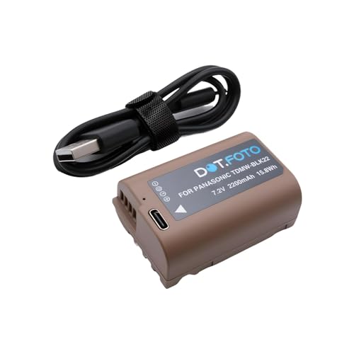 Dot.Foto DMW-BLK22 Premium 7.2v / 2200mAh Akku mit USB-Ladeanschluss für Panasonic Lumix DC-S5, S5II, S5IIX, G9II, GH5II, GH6 von Dot.Foto