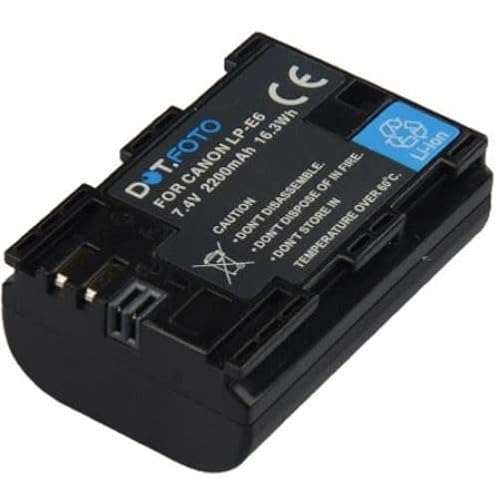 Dot.Foto LP-E6 Premium Hohe Kapazität 7.4v / 2200mAh Akku für Canon EOS R R5 5D Mark II 5D Mark III 5DS 5DS R 6D 6D Mark II 7D 7D Mark II 60D 60Da 70D 80D 90D von Dot.Foto