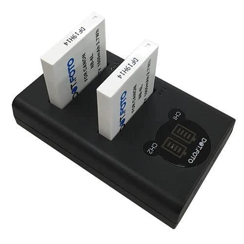 Dot.Foto NB-6L, NB-6LH Premium 1000mAh Akku (2er Pack) & CB-2LYE typ Schnelles Doppel USB LCD Ladegerät für Canon von Dot.Foto