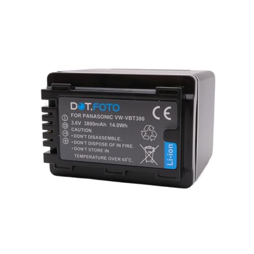 Dot.Foto VW-VBT380 Premium 3.6v / 3880mAh Akku für Panasonic HC-V110, HC-V130, HC-V160, HC-V180, HC-V201, HC-V250,HC-V260,V720 V750 V770 V777 VX870 VX980 VX989 von Dot.Foto