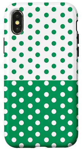 Grün und Weiß gepunktet, Vintage, Boho, ästhetisch, gepunktet Hülle für iPhone X/XS Grün und Weiß gepunktet, Vintage, Boho, ästhetisch, gepunktet Hülle für iPhone X/XS von DotStyle Creations