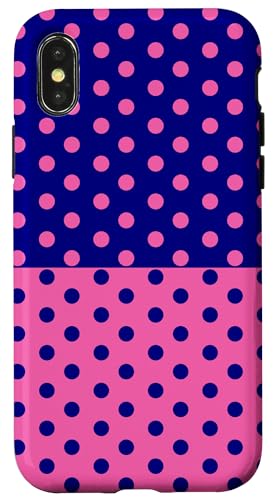 Marineblau Rosa Polka Dot Vintage Boho Ästhetisch Gepunktet Niedlich Hülle für iPhone X/XS Marineblau Rosa Polka Dot Vintage Boho Ästhetisch Gepunktet Niedlich Hülle für iPhone X/XS von DotStyle Creations