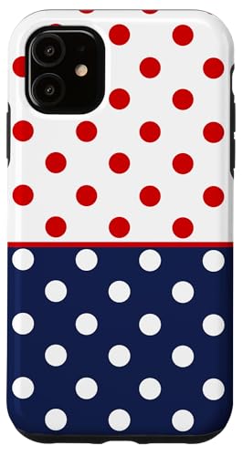 Marineblau Rot Polka Dot Vintage Boho Ästhetisch Weiß Gepunktet Hülle für iPhone 11 Marineblau Rot Polka Dot Vintage Boho Ästhetisch Weiß Gepunktet Hülle für iPhone 11 von DotStyle Creations
