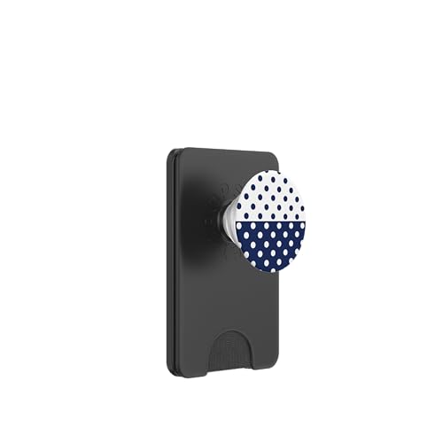 Marineblau Weiß Polka Dot Vintage Boho Ästhetisch Gepunktet PopSockets PopWallet für MagSafe von DotStyle Creations