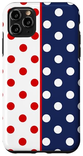 Polka Dot Vintage Boho Aesthetic Marineblau Rot Weiß gepunktet Hülle für iPhone 11 Pro Max von DotStyle Creations