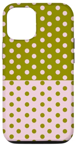 Polka Dot Vintage Boho Aesthetic Olive Green Pink Dotted Hülle für iPhone 12/12 Pro Polka Dot Vintage Boho Aesthetic Olive Green Pink Dotted Hülle für iPhone 12/12 Pro von DotStyle Creations