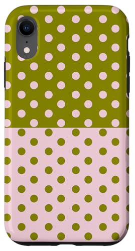 Polka Dot Vintage Boho Aesthetic Olive Green Pink Dotted Hülle für iPhone XR Polka Dot Vintage Boho Aesthetic Olive Green Pink Dotted Hülle für iPhone XR von DotStyle Creations