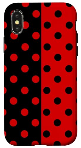 Preppy, gepunktet, im Boho-Stil, schwarz-rot gepunktet Hülle für iPhone X/XS von DotStyle Creations