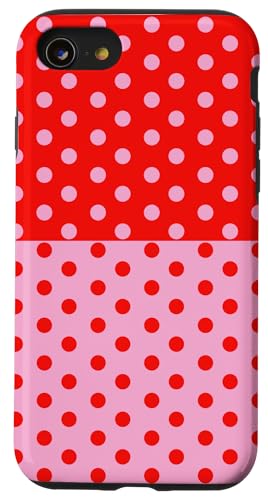 Rosa und Rot gepunktet, Vintage, Boho, ästhetisch, gepunktet, adrett Hülle für iPhone SE (2020) / 7 / 8 von DotStyle Creations