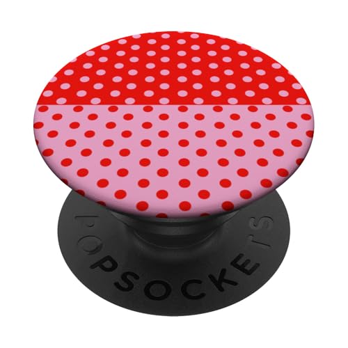 Rosa und Rot gepunktet, Vintage, Boho, ästhetisch, gepunktet, adrett PopSockets Klebender PopGrip Rosa und Rot gepunktet, Vintage, Boho, ästhetisch, gepunktet, adrett PopSockets Klebender PopGrip von DotStyle Creations
