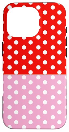 Rot Rosa Polka Dot Vintage Boho Ästhetisch Weiß Gepunktet Hülle für iPhone 16 Pro von DotStyle Creations