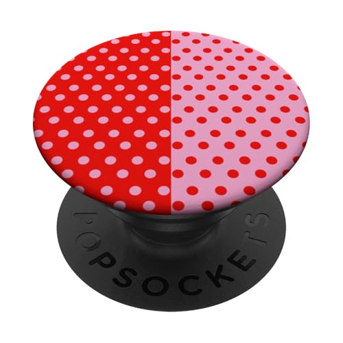 Rot und Rosa gepunktet, Vintage, Boho, ästhetisch, gepunktet, adrett PopSockets Klebender PopGrip Rot und Rosa gepunktet, Vintage, Boho, ästhetisch, gepunktet, adrett PopSockets Klebender PopGrip von DotStyle Creations