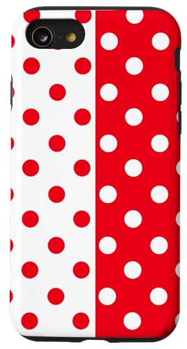 Rot und Weiß gepunktet Vintage Boho Ästhetik gepunktet Hülle für iPhone SE (2020) / 7 / 8 von DotStyle Creations