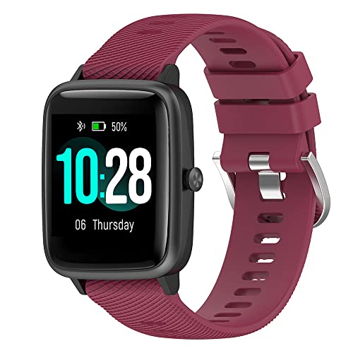 Dotoen Armband Kompatibel mit ID205L, 19 mm Ersatzarmband für ID205S ID205G ID215G ID216 SW020/SW023/Uwatch 3 Smart Watch Strap (Weinrot) von Dotoen