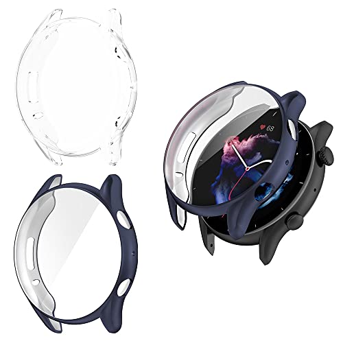 Dotoen Kompatibel mit Amazfit GTR3 Geeignet für Amazfit GTR3, GTR3 pro Full Coverage Anti-Scratch Soft Shell Schutzfolie (blau+transparent) von Dotoen