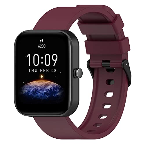 Dotoen Kompatibel mit Huami Amazfit Bip 3 für Huami Amazfit GTS 3/Huami Amazfit GTS 2e/Huami Amazfit GTS 2mini/Huami Amazfit GTS 2 Silikon-Sportarmband (Weinrot) von Dotoen