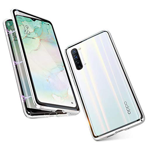 DoubTech Hülle für Oppo Find X2 Lite Magnetische Adsorption Tech Handyhülle 360 Grad Schutz Starke Magneten Aluminiumrahmen Gehärtetes Glas Stoßfest Metall Flip Cover von DoubTech