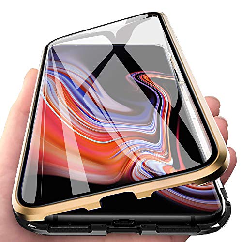 DoubTech Rundum Hülle für Samsung Galaxy Note 9 Magnetische Adsorption Handyhülle Stark Magneten im Rahmen Dual Hohe Empfindlichkeit Gehärtetes Glas Unibody-Schutz Stoßfest Metall Flip Cover von DoubTech