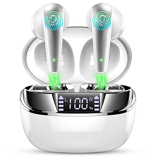 Wireless Earbuds Bluetooth 5.3 Ohrhörer mit HiFi Stereo Kopfhörer Kabellos, 47H Ohrhörer mit 4 ENC Noise Cancelling Mikrofone, Dual LED Display in Ear Kopfhörer IP7 Wasserdicht USB-C für Arbeit von Doubc