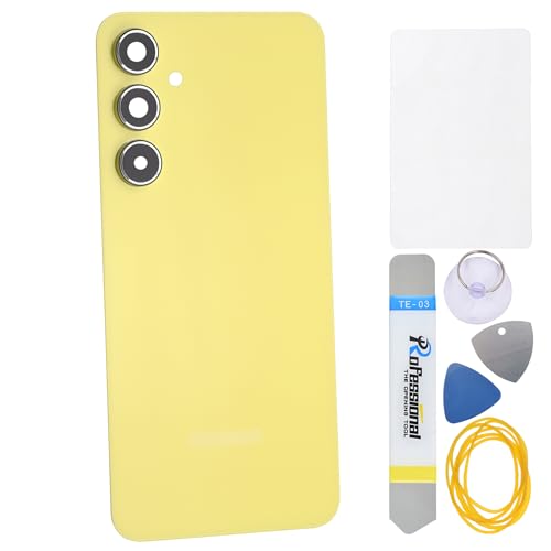 Gelbe Rückwandabdeckung für Samsung Galaxy A55, mit vorgeschnittenem selbstklebendem Kamerarahmen und Glasabdeckung und Montagewerkzeug-Set Gelbe Rückwandabdeckung für Samsung Galaxy A55, mit vorgeschnittenem selbstklebendem Kamerarahmen und Glasabdeckung und Montagewerkzeug-Set von Double Sure