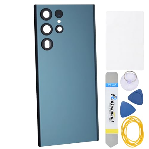 Double Sure Grüne Acrylglas-Rückseite für Samsung Galaxy S22 Ultra 5G SM-S908B mit Rückkamera-Rahmen und Glaslinse, vorgeschnittener Kleber und Werkzeugset von Double Sure