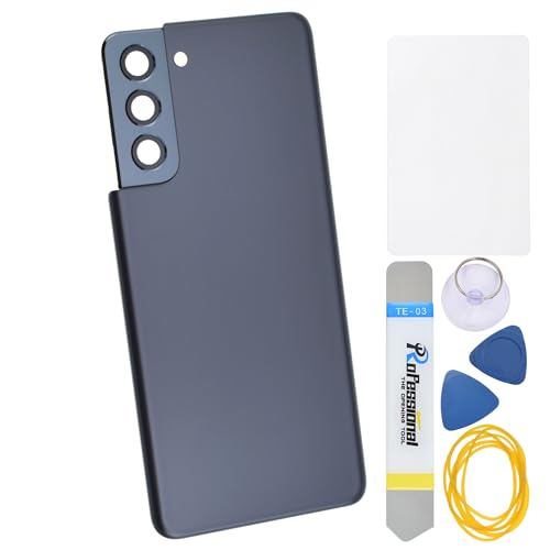 Double Sure Phantomgraues Kunststoff-Reparaturteil für Samsung Galaxy S21 S21 5G mit rückseitigem Kamerarahmen, Glaslinse, vorgeschnittener Kleber und Werkzeugset von Double Sure