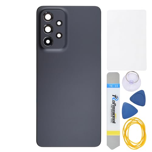 Double Sure Reparaturteil für Samsung Galaxy A33 5G SM-A336B mit Rückkamera-Rahmen, Glaslinse, vorgeschnittener Kleber und Werkzeug-Kits, Schwarz von Double Sure