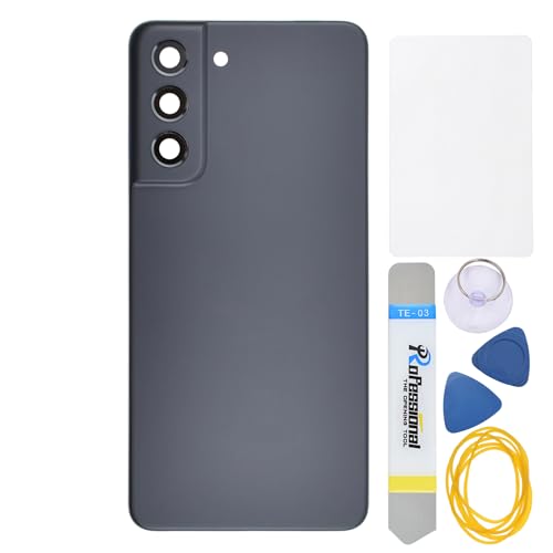 Double Sure Graphit-Kunststoff-Reparaturteil für Samsung Galaxy S21 FE 5G SM-G990B mit Glaslinse für die Rückkamera, vorgeschnittener Kleber und Werkzeugsets von Double Sure
