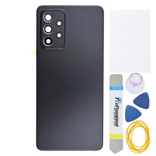 Double Sure Tolles, schwarzes Kunststoff-Reparaturteil für Samsung Galaxy A52 52 5G mit rückseitigem Kamerarahmen, Glaslinse, vorgeschnittener Kleber und Werkzeugset von Double Sure