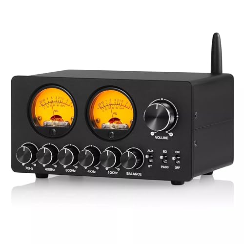 Douk Audio 5 Band Equalizer Bluetooth EQ Vorverstärker für Heimstereo/Computer-Lautsprecher/Verstärker mit VU-Meter (EQ5-TONE Upgraded Version) von Douk Audio