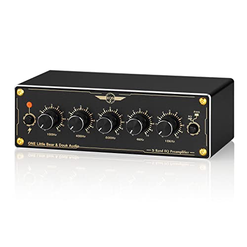 Douk Audio EQ5 Mini Vorverstärker 5-Band EQ Preamp Stereo Analog Equalizer Portable Audio Processor for Home/Car (EQ5) von Douk Audio